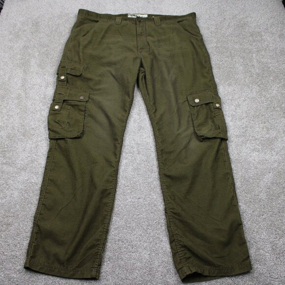 Pelle Pelle Premium Corduroy Pants Mens 42x34 Green Cargo Pocket Poly/Cotton Y2K
